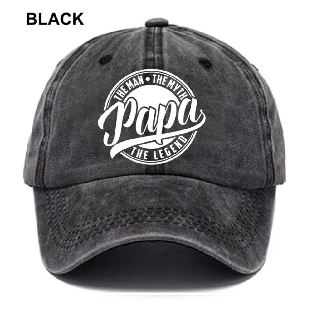 PAPA THE LEGEND Men Fashion Casual Vintage Solid Color Letter BLACK
